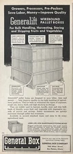 1957 AD.(XF19)~GENERAL BOX CO. DES PLAINES, ILL. FRUIT VEGETABLE PALLET BOXES