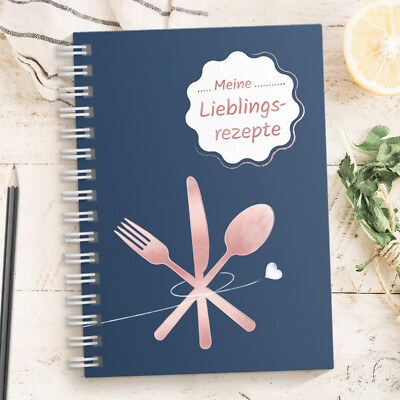 DIY Rezeptbuch zum selberschreiben & gestalten: DIN A5 Kochbuch, blau/rose, 70 S