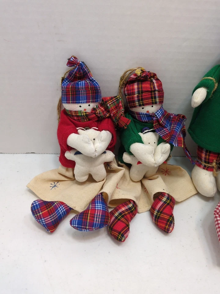 Lote de (7) Muñecas Cosidas Arte Popular Adornos de Navidad Country Estilo Clásico T3 Foto 2 de 4