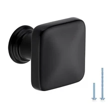 5 Pack Matte Black Cabinet Knobs 1-1/8 Inch Zinc Alloy Single Hole Drawer Pul...
