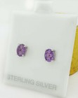 GENUINE 1.24 Cts AMETHYST STUD EARRINGS .925 Sterling Silver - NEW WITH TAG