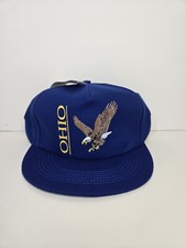 Vintage OHIO Bald Eagle Snapback Hat Baseball Cap Blue Front Row Made In USA