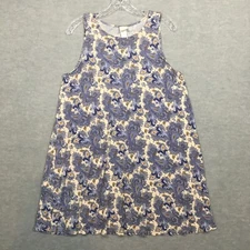 H&M Small Trapeze Dress Periwinkle Blue Cream Jersey Knit Sleeveless Short Swing