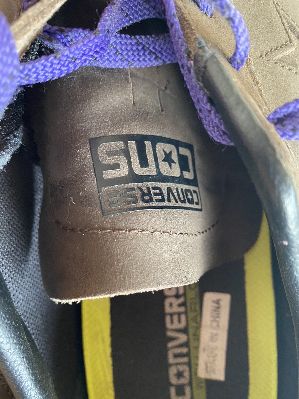 Converse CONS Lunarlon Brown Leather Skate Shoes Purp… Gem