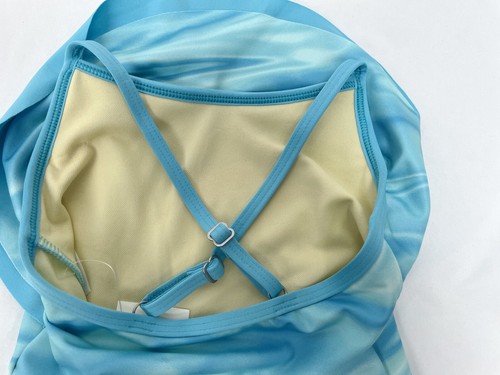 Lands' End Girl 4 türkisblau Wirbel einteilig Badeanzug Rüsche Schwimmen verstellbar - Bild 3 von 5