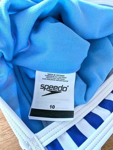 SPEEDO Swimsuit Kid Girls Size 10 One Piece Stripe Chlorine Resistant Summer NEW - Picture 10 of 11