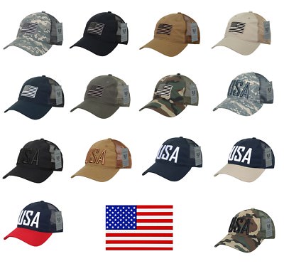 US USA United States Ripstop Relaxed America Military Trucker Mesh Baseball Cap