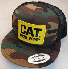 CAT DIESEL POWER Patch on Yupoong Trucker Hat / YP Classic 6006 Camo/Black