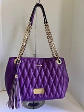 Valentino by Mario Valentino Quilted Leather Shoulder Bag - Purple