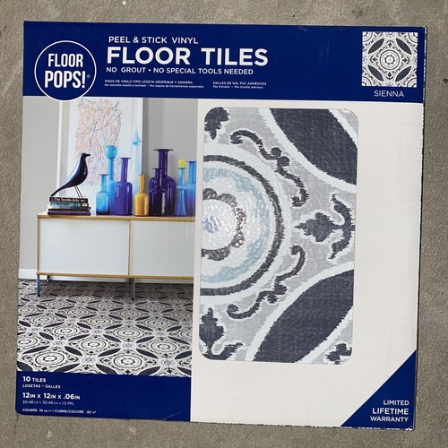 FloorPops FP2484 Sienna Peel & Stick Tiles Floor Decal, Blue, 10 Count - 第 1/2 張圖片