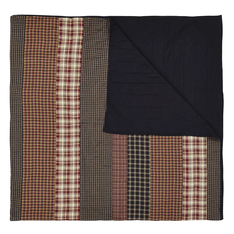 Beckham Twin QUILT Coverlet Country Patchwork Plaids Rust VHC Brands - Image 4 of 4