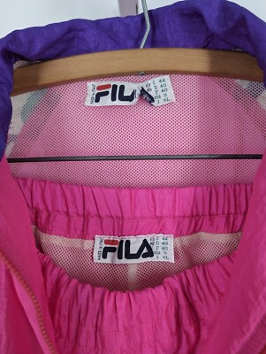 Fila Vintage 80s Neon Hot Pink 2 Piece Tennis Pickleball Tracksuit