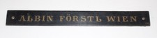 original antikes Schild Klavierbauer Piano Klavier ~1880 Albin Förstl Wien Holz