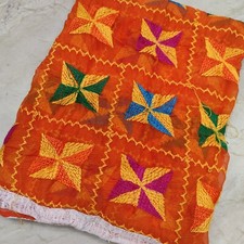 Ethnic Indian Traditional Phulkari Embroidery Wedding Dupatta Scarf Veil Stole L