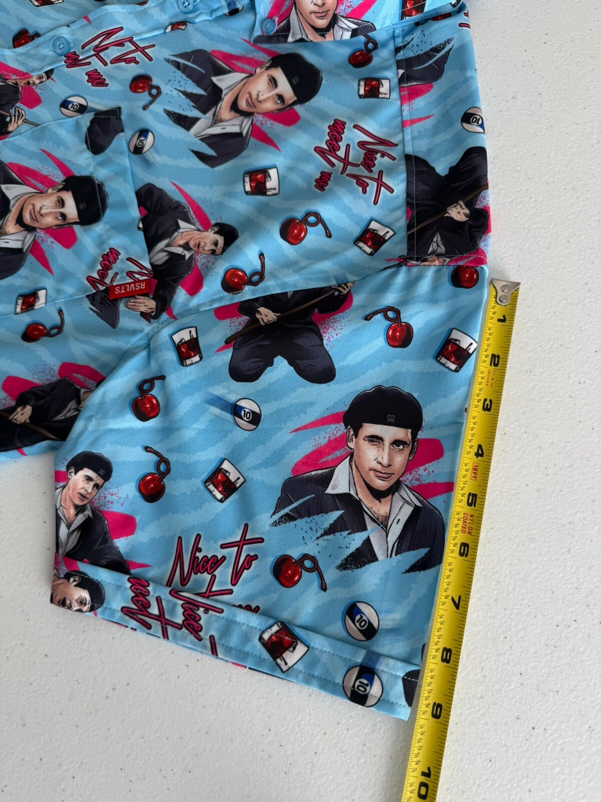 RSVLTS The Office Date Mike Nice To Meet Me Button Up Shirt Men's Large Blue EUC image 9