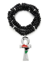 NEW EGYPTIAN ANKH AFRICA CONTINENT PIECE WITH WOODEN NECKLACE*