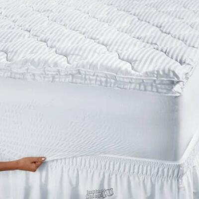 BedTite Satin Stripe Bed Topper Queen