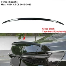 Rear Trunk Spoiler Lip Wing Glossy Black S6 Style Fit For AUDI A6 C8 2019-2023