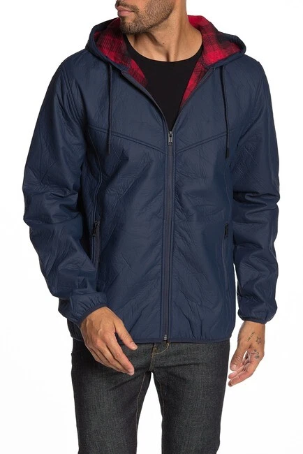 Weatherproof Faux Leather Bonded Polar Fleece Jacket, Dark Navy, SZ M