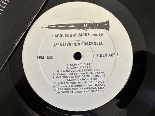 UZEB Live In / À Bracknell LP '84 RADIO CANADA Jazz Funk Prog NM - Imagen 3 de 6