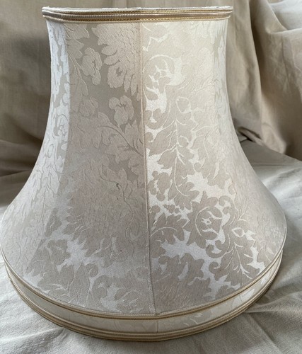 CLASSIC LARGE DAMASK LINED AND TRIMMED LAMP SHADE 16" BOTTOM X 8" TOP X 12" TAL - Picture 3 of 16