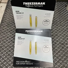 2pk  tweezerman brow tweezer set orange