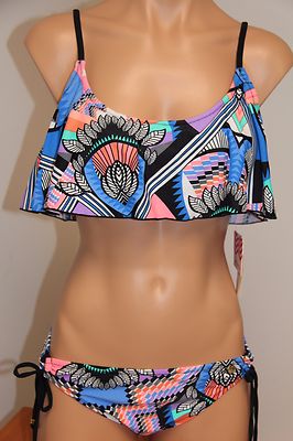 NWT Raisins Swimsuit Bikini 2pc set Sz S BLK Multi 