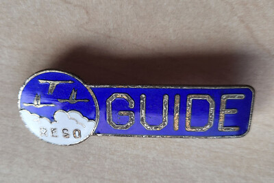 Vintage enamel RESO Sweden Guide brooch pin badge Travel Association Airlines