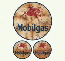 Rusty Mobilgas Mobil Gas Oil Vintage Vinyl Decal Sticker XL Large Rust 3 for 1