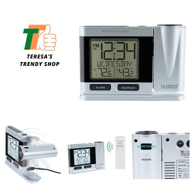 Contemporary Silver Projection Alarm Clock: Accurate Time & Temperature Display