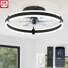 Low Profile Ceiling Fan W/ Lights Remote Control Dimmable LED 6 Speeds Quiet New