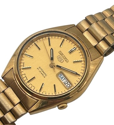 Vintage Seiko 5 automatic day date watch   7s26-6000 - gold tone
