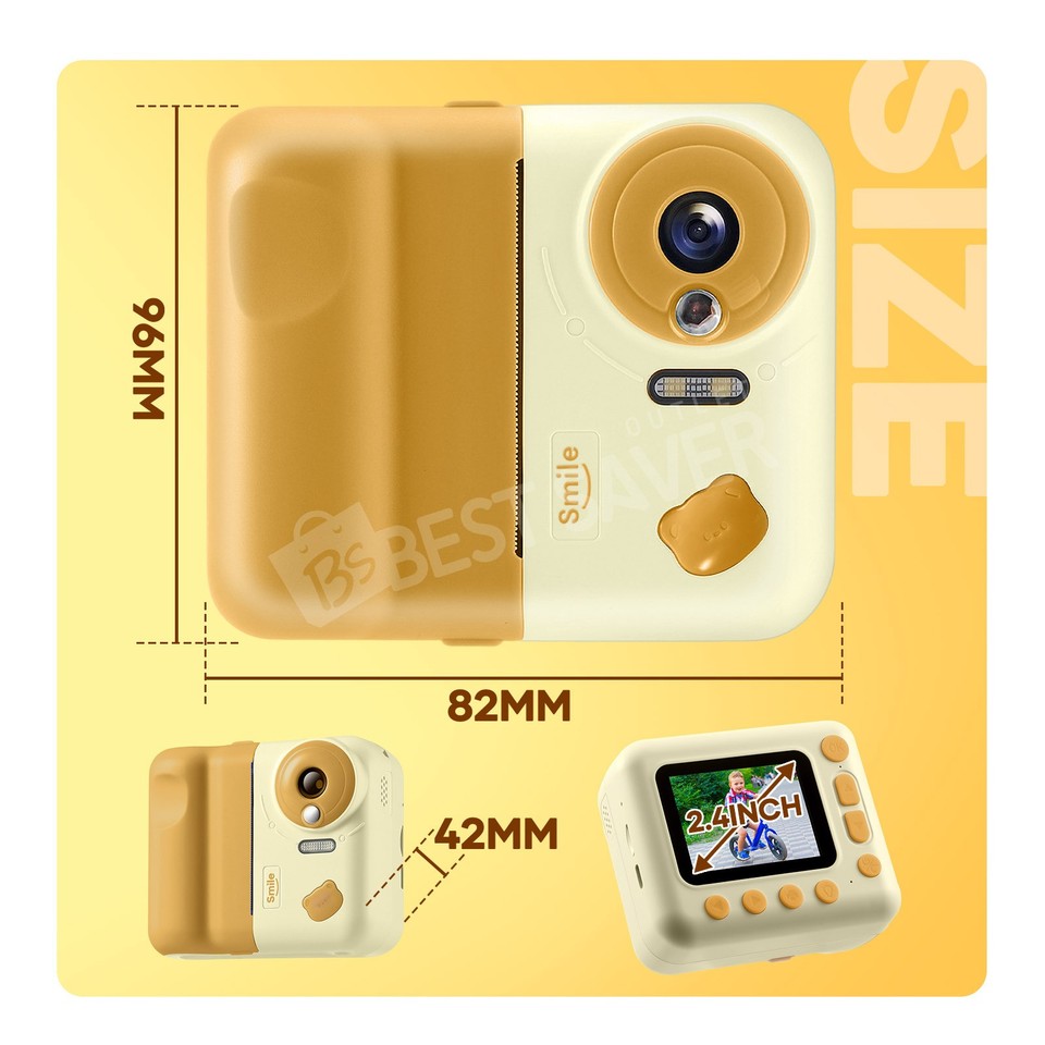 ULEWAY Appareil Photo Instantané Enfant 1080P - 20MP + Impression Sans Encre + Carte 32GB + 3 Rouleaux Papier - Cadeau 3-12 Ans