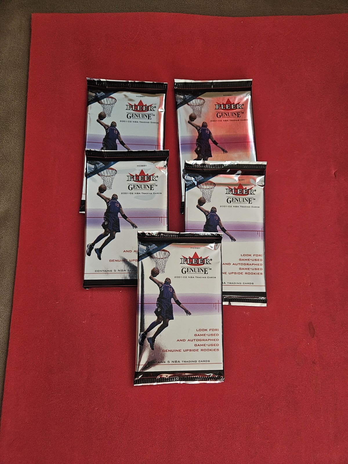 2001-02 Fleer GENUINE  BASKETBALL 5 PACK Lot, Game-used Memorabilia Cards, Auto. view 3