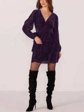 Minkpink Enya Lurex Plisse Mini Dress Size S