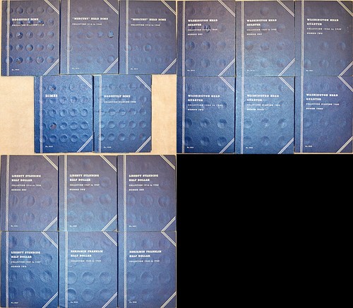 Lot of 17 Whitman Coin Folders Albums. Dimes-Quarters-Half Dollars. NO COINS.