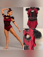 Glamour solo dance costume red jazz edgy Goth witchy vampy LA-Large adult