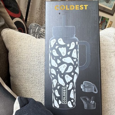 Coldest Glowie GHOSTS 36oz  Stainless Tumbler Handle 3 leakproof lidsLid BNI