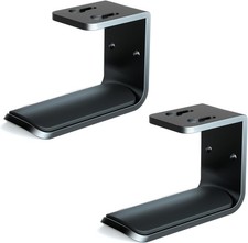 2Pack Headphone Hanger Under Desk Hook Holder Wall Mount, Dual PC Black S1