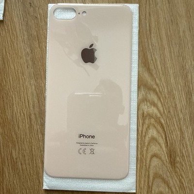 iPhone 8 / 8 Plus + Backglass Backcover Rückseite Big Hole mit Logo Farbe Gold 