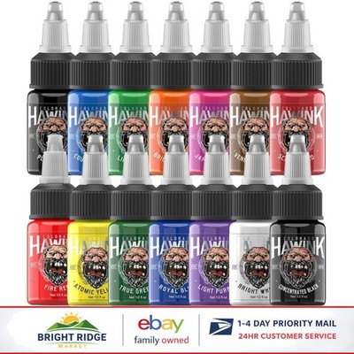Tattoo Pigment Kit with 14 Bottles, 1/2 Oz Each for Professional Technicians