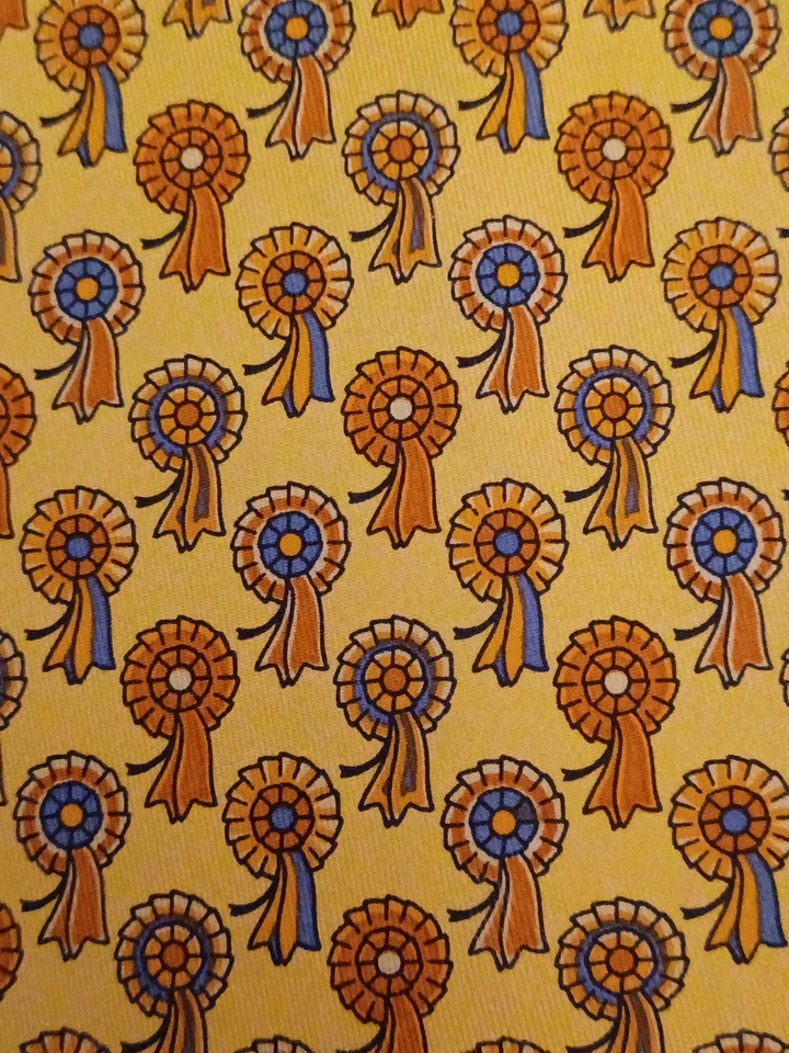 Salvatore Ferragamo Necktie Silk Yellow Ribbons AOP Mens Made In Italy - Image 2 of 4