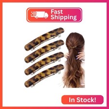 STSTR 4PCS French Barrette Hair Clips for Women, 2.48 Inch Small Tortoise Shell