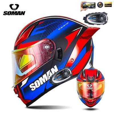Bluetooth Helmet DOT Certified with Intercom Camera for Motorcycle Adventures