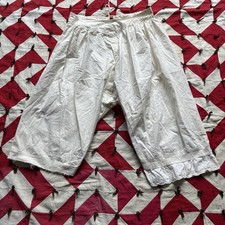 Vintage Antique White Cotton Bloomer Shorts Women  s Open Leg As Is Tiered