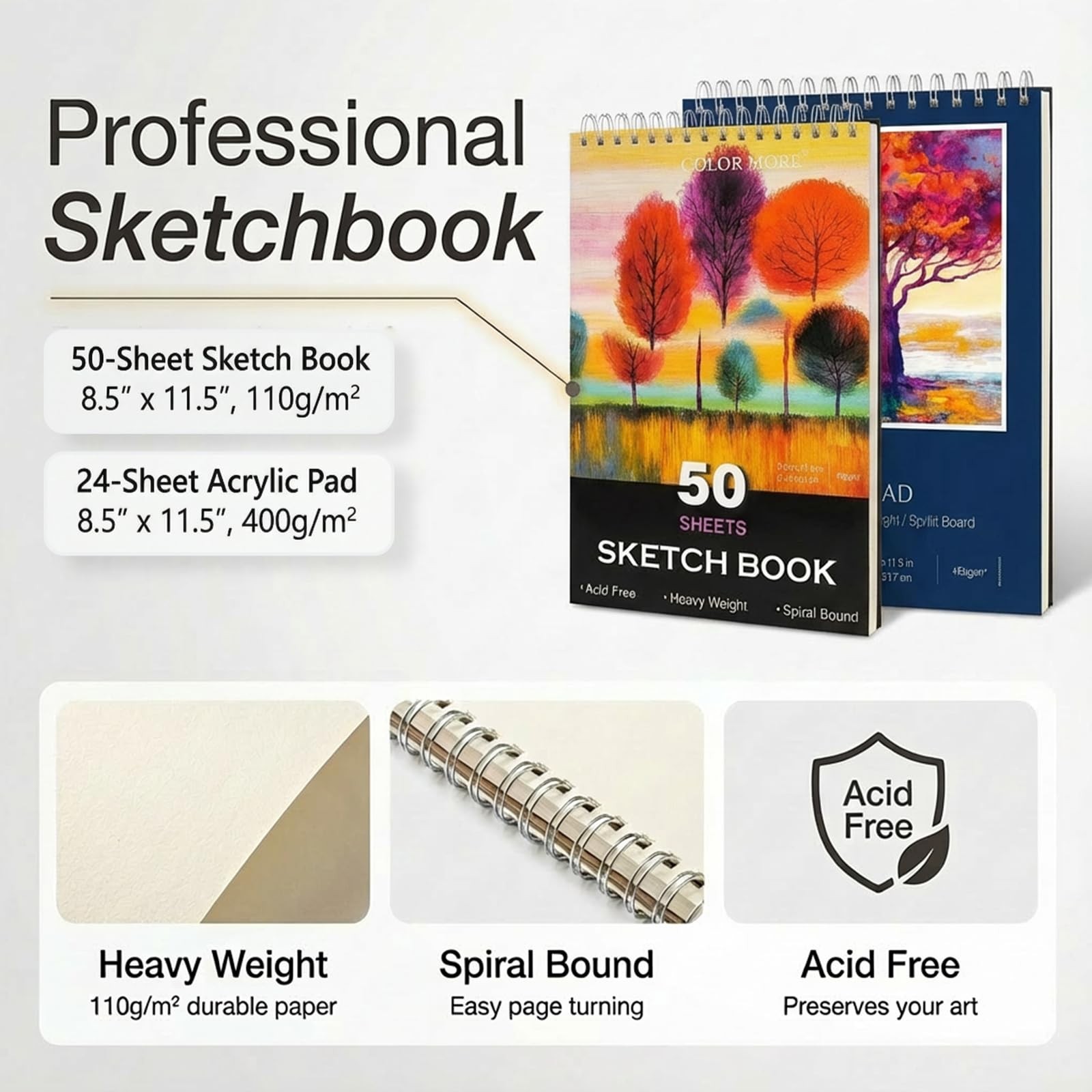 Color More 175 Piece Deluxe Art Set with 2 Drawing Pads, Acrylic Paints,