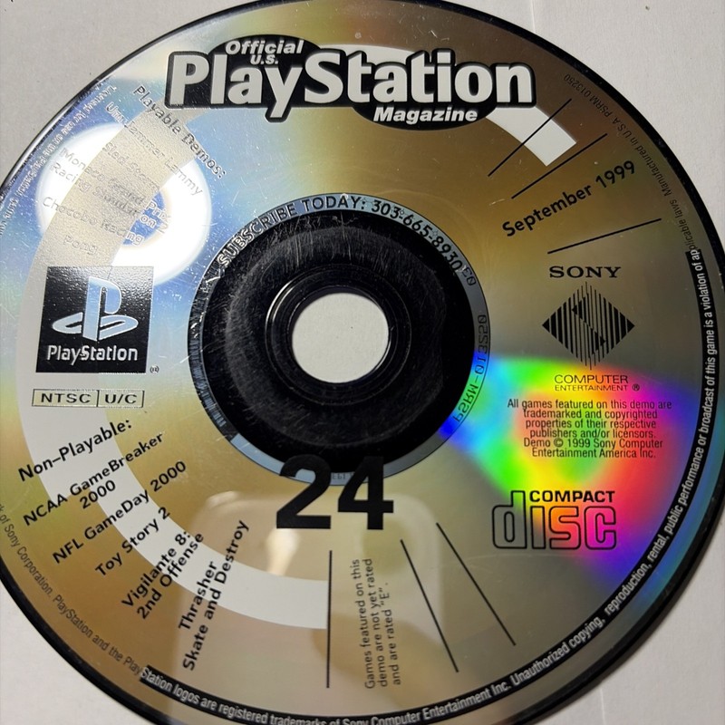Official US PlayStation 1 Magazine September 1999 Demo #24 Sony PS1 Disc Only 