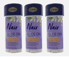 3 Pack Nair Glide On Hair Remover, Moroccan Argan Oil , 3.3 oz , Sealed NEW!