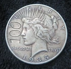 1935 Peace Dollar * Counter Stamped 100 * 5321