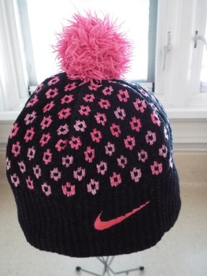 Vintage Nike Beanie Hat Snow Ski Cap Pom Pom Black Pink Swoosh | eBay